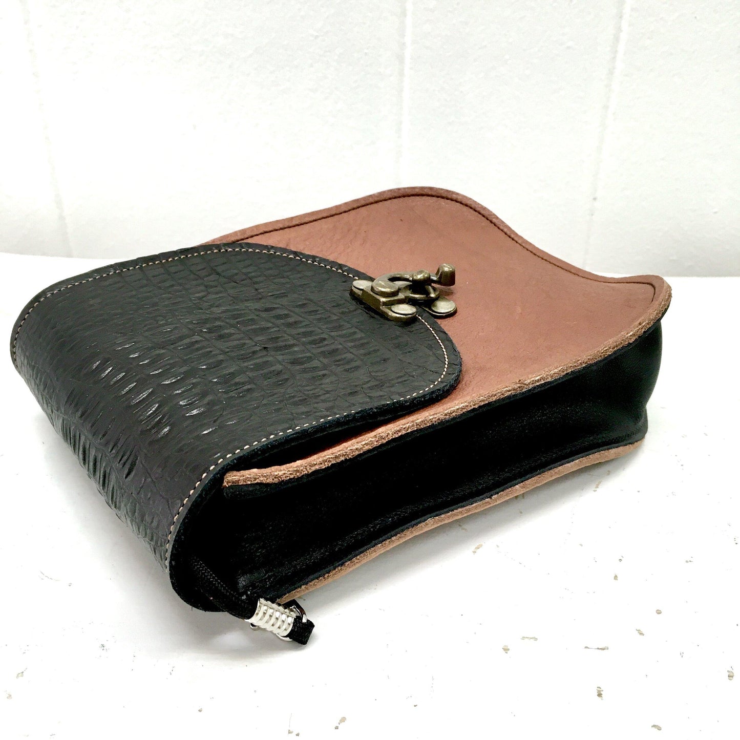 Essentials Convertible Bag Tobacco Brown with Black flap and side gusset