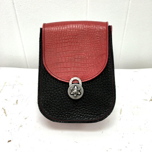 Essentials convertible bag Black with Red flap and side gusset