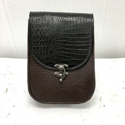 Essentials convertible bag Dark Brown with Black flap and side gusset