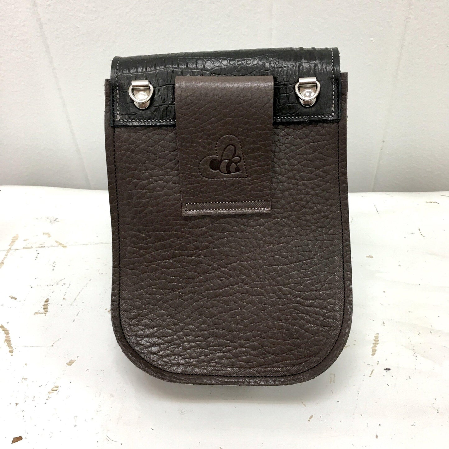 Essentials convertible bag Dark Brown with Black flap and side gusset