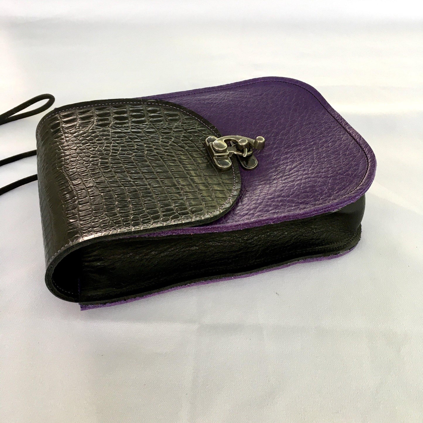 Essentials convertible bag Purple with Black flap and side gusset