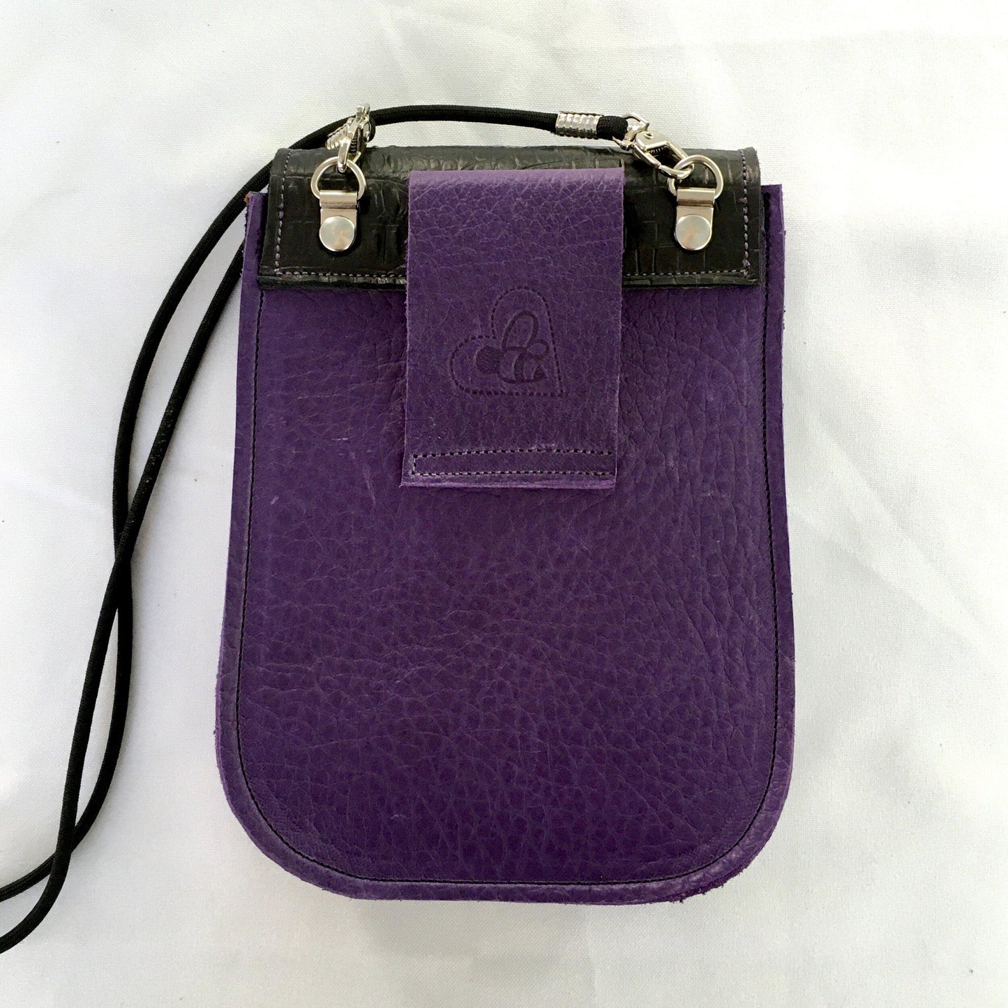 Essentials convertible bag Purple with Black flap and side gusset