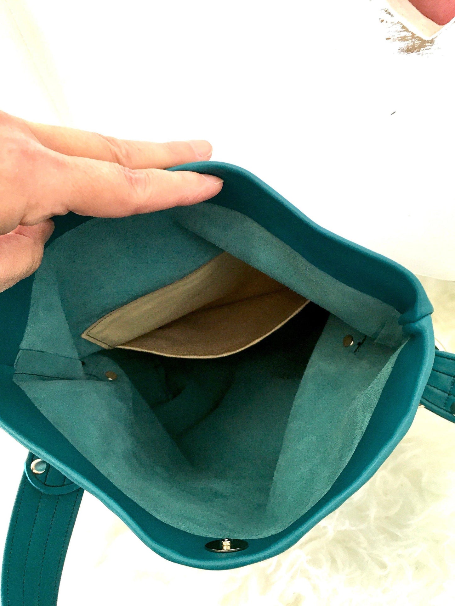 Sunny Soft Leather Handbag in Turquoise