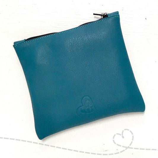 Handmade leather zippered cosmetic  bag