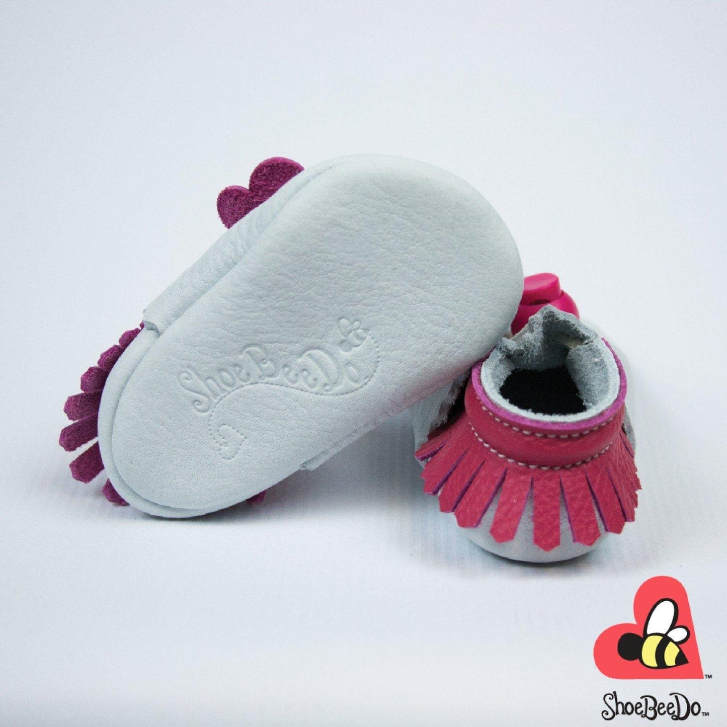 Kicks White with Hot Pink Fringe and Flower