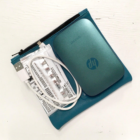 Handmade leather zippered cosmetic bag