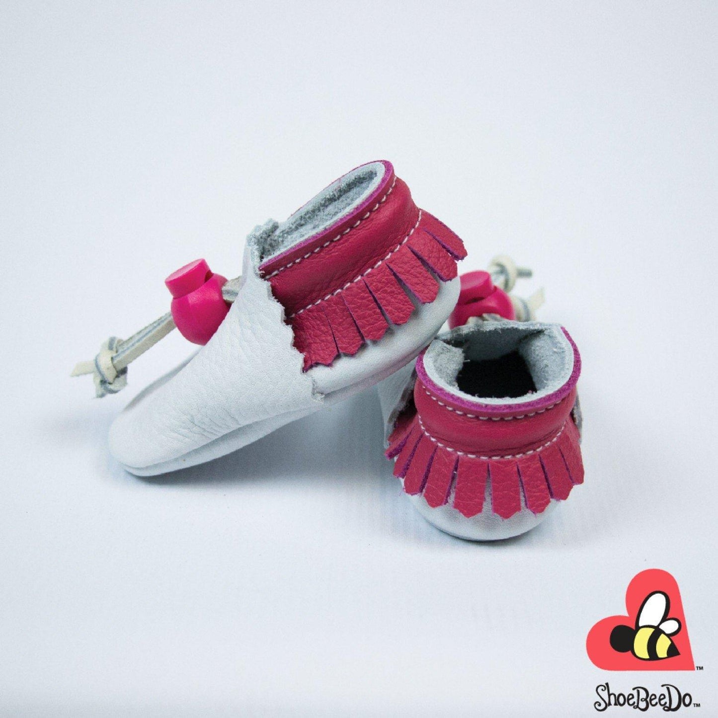 Kicks White with Hot Pink Fringe