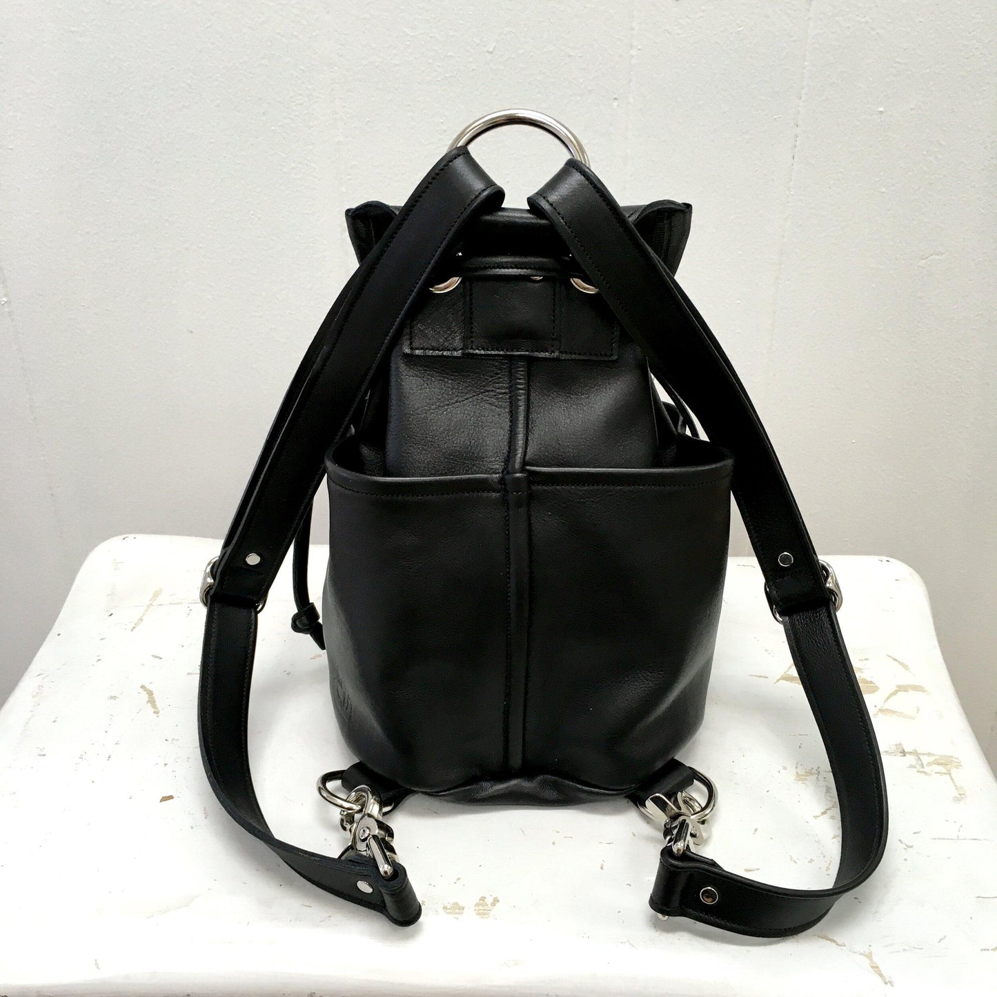 Mini  Backpack Black Leather