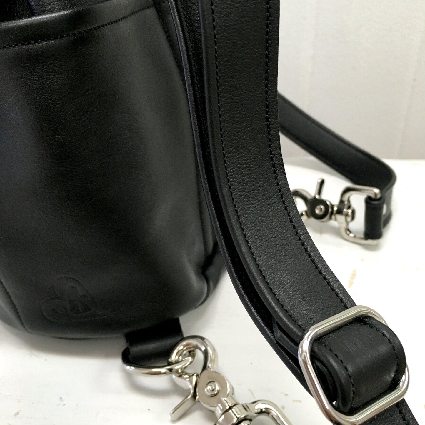 Mini Backpack Black Leather