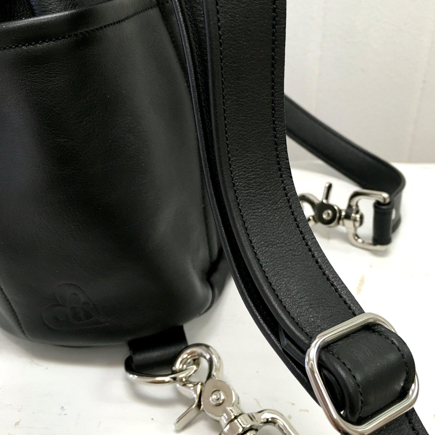 Mini  Backpack Black Leather