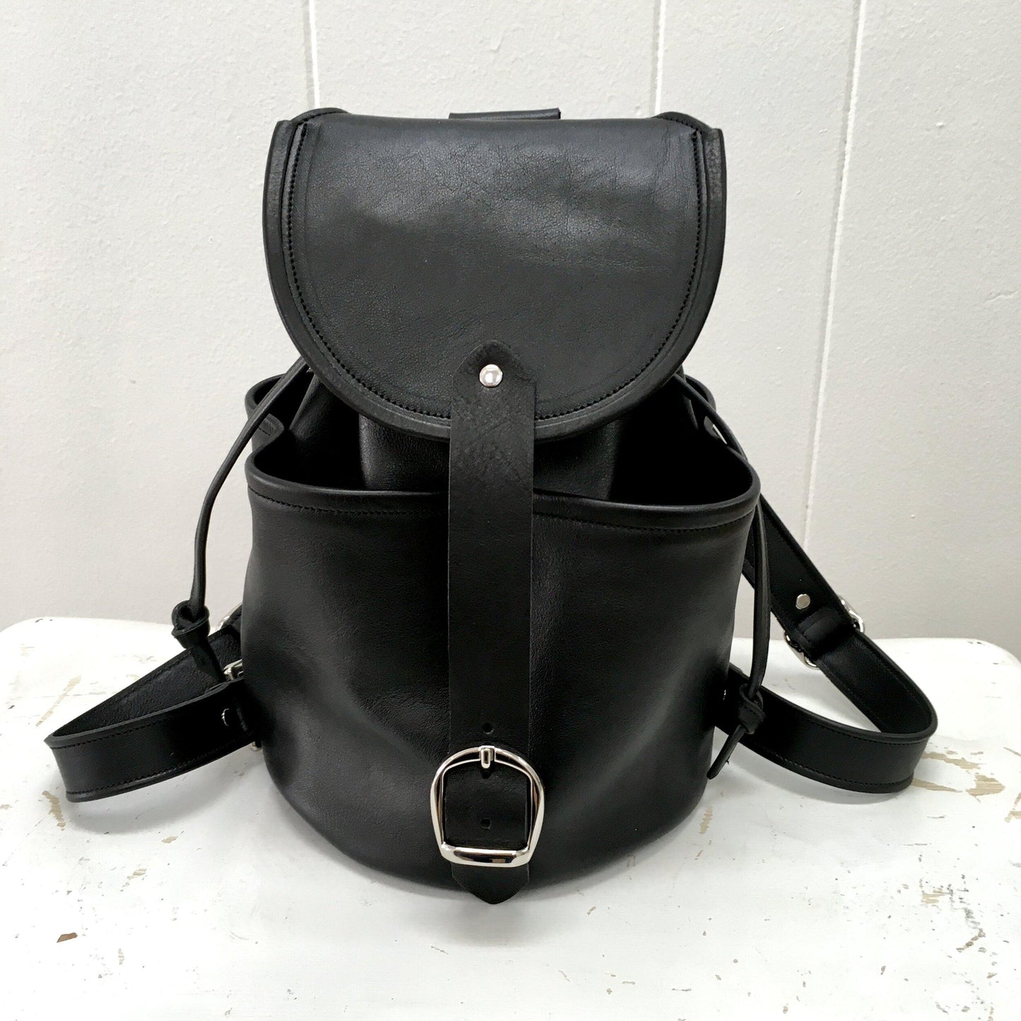 Mini  Backpack Black Leather