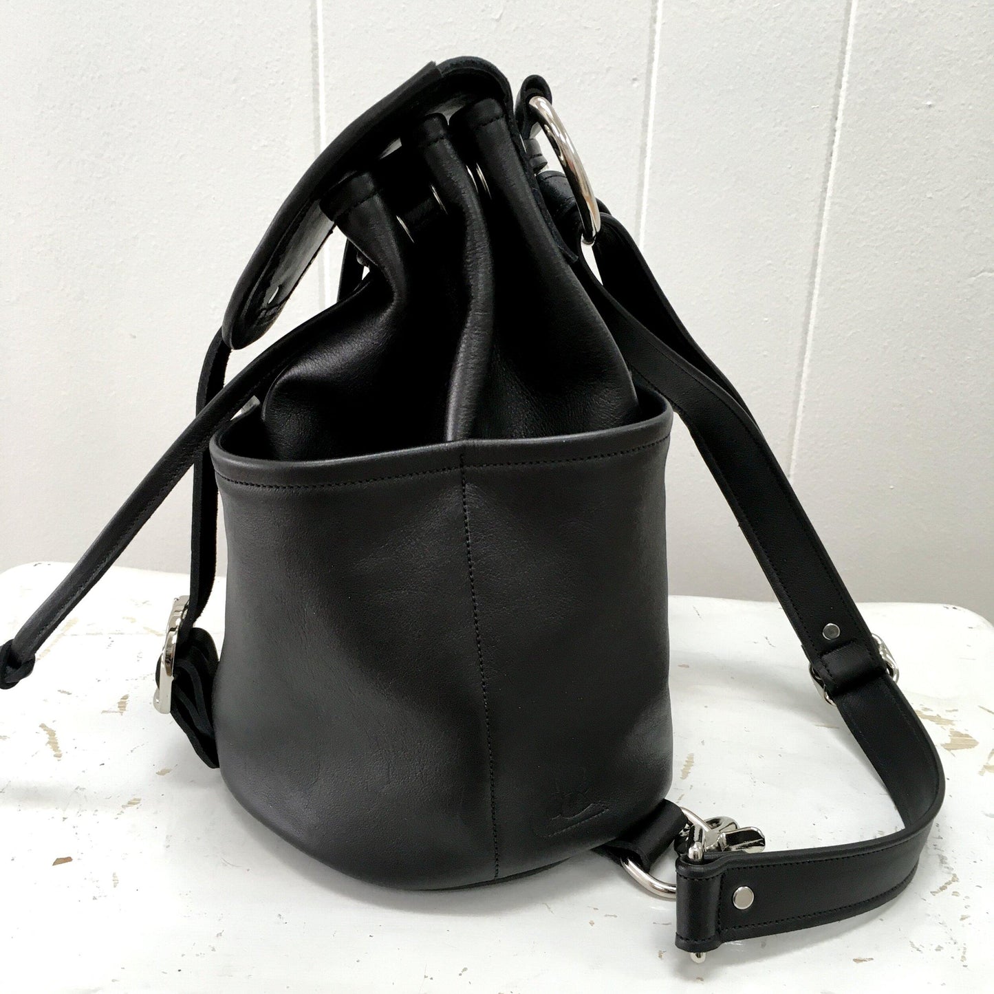 Mini  Backpack Black Leather
