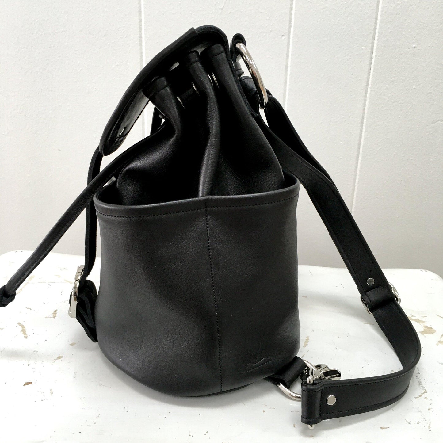 Mini Backpack Black Leather