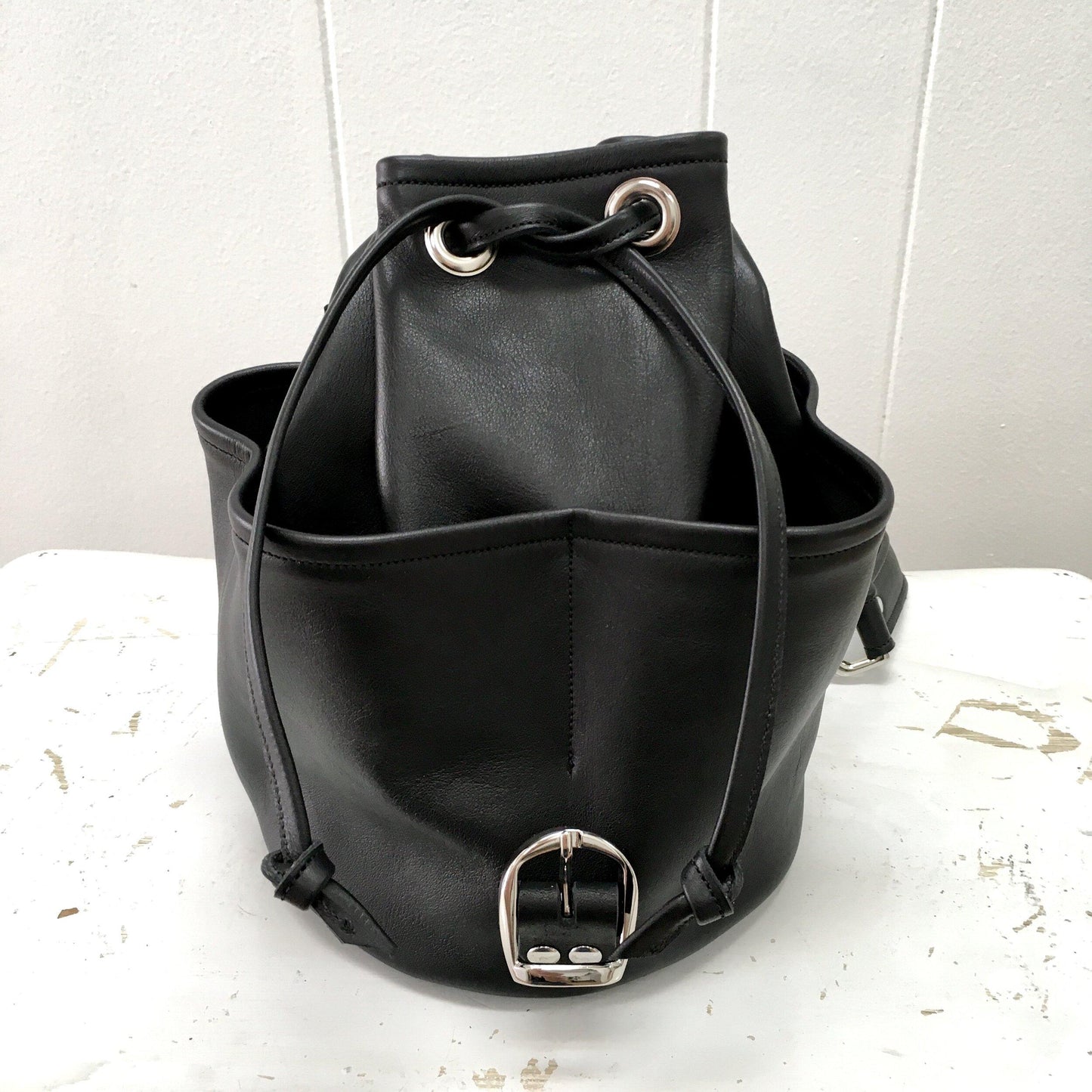 Mini  Backpack Black Leather