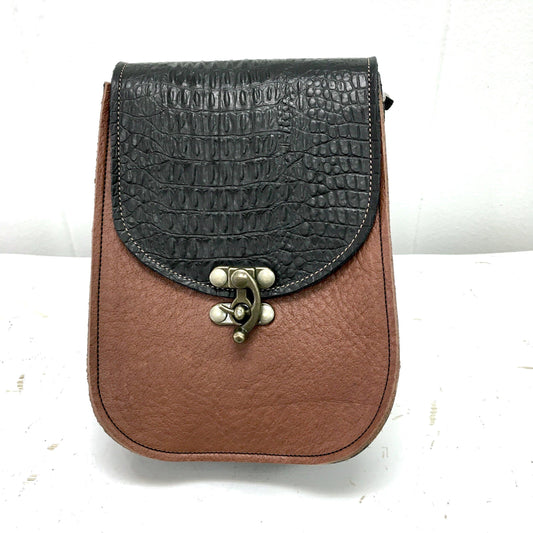 Essentials Convertible Bag Tobacco Brown with Black flap and side gusset