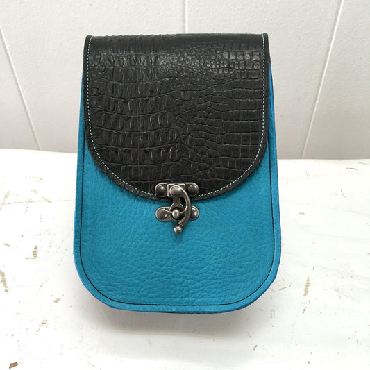 Essentials convertible bag Turquoise with Black flap and side gusset