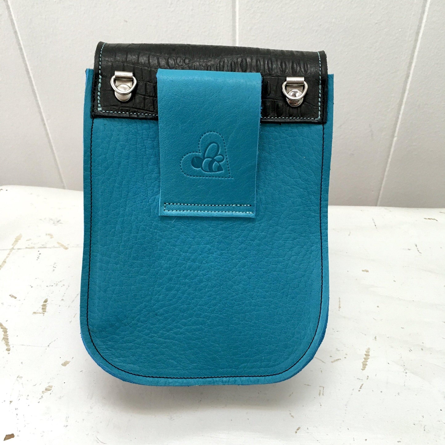 Essentials convertible bag Turquoise with Black flap and side gusset