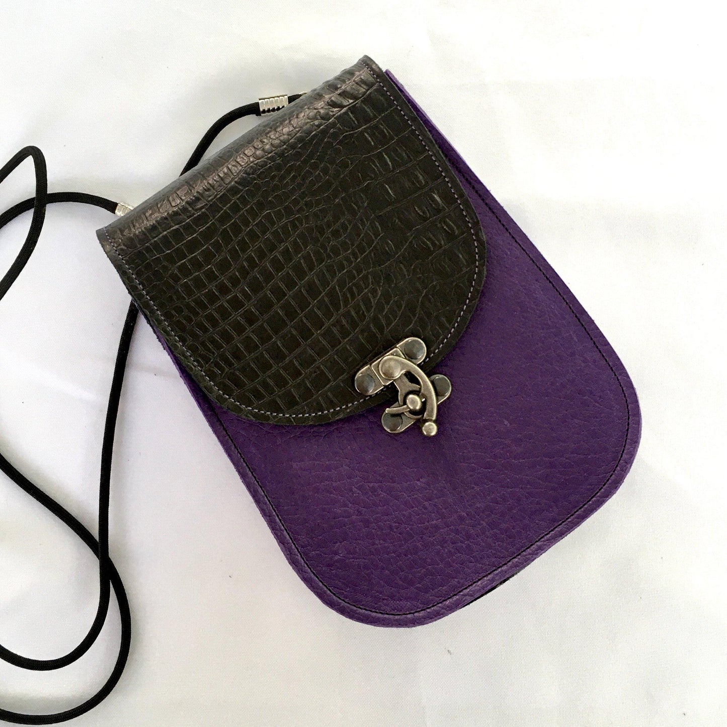 Essentials convertible bag Purple with Black flap and side gusset