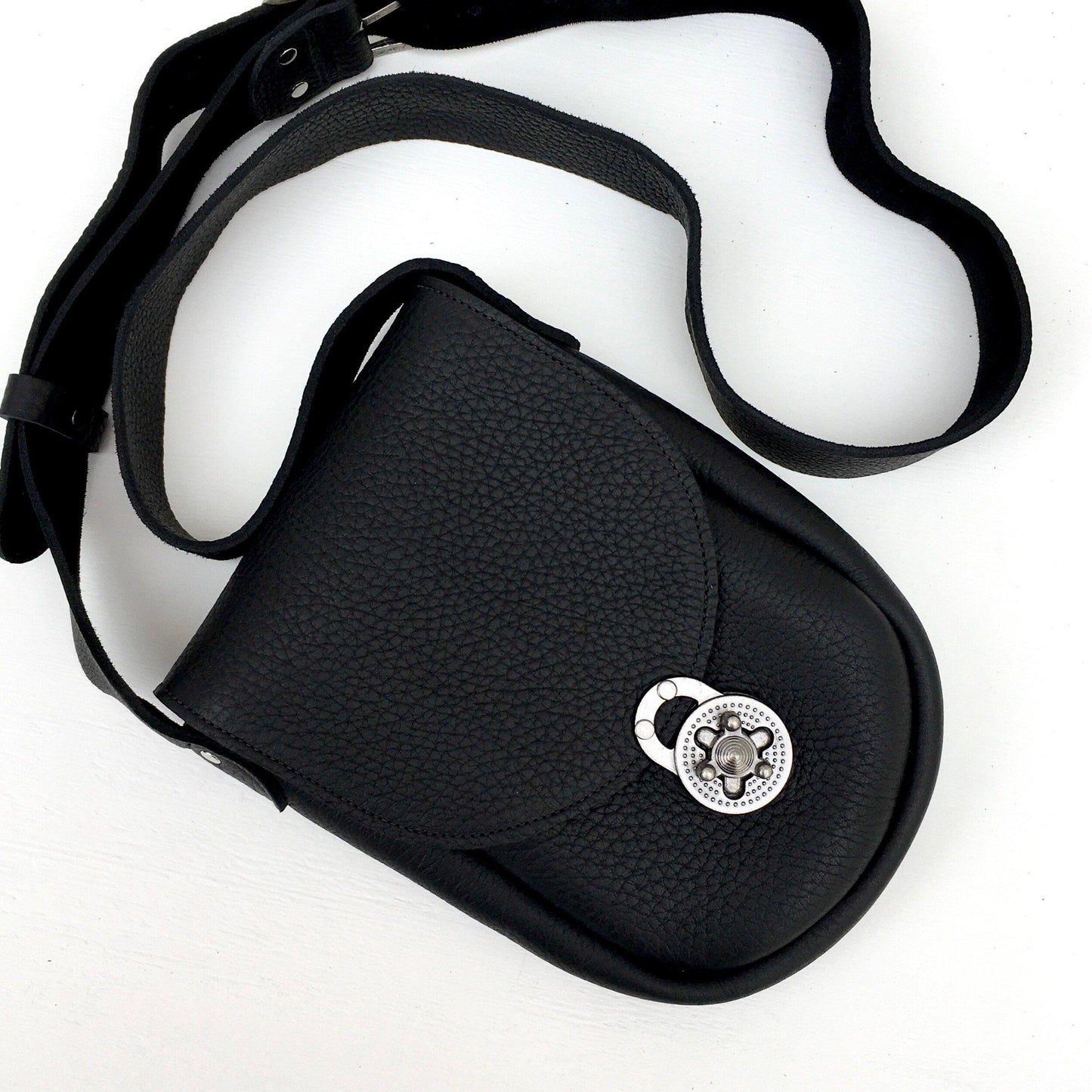 Ginger Crossbody Handbag in Black Bullhide