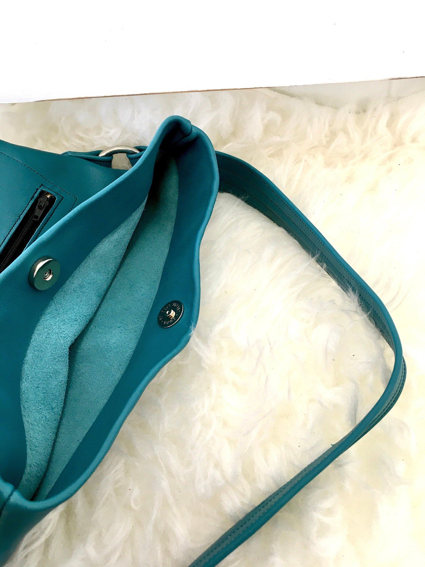 Sunny Soft Leather Handbag in Turquoise