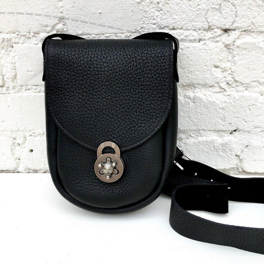 Ginger Crossbody Handbag in Black Bullhide